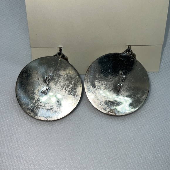 VINTAGE EARRINGS STERLING SILVER SCREW-BACK POST WESTERN BRONCO DESIGN EAR RINGS - Picture 8 of 11